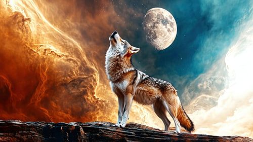 Wolf onder de maan