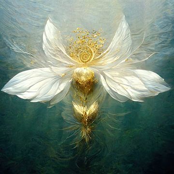 Engel 1 Engel 1 Gold, Krone, Chackra im Wasser von Anne Loos