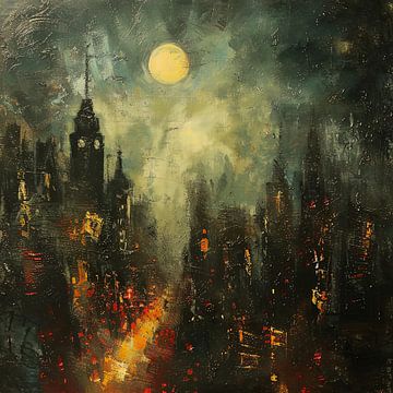 Impressionismus Stadt bei Nacht von Natasja Haandrikman