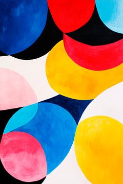 Colourful geometric shapes on black by Poster Art Shop