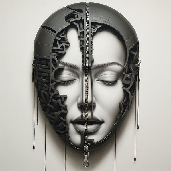 Création numérique d'une très belle femme sexy avec un masque fétichiste bizarre dans un style haute couture. par Art Bizarre