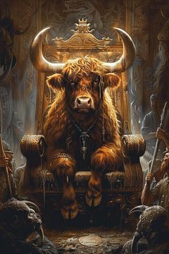 Ancient Painting of a Powerful King the Scottish Highlander by Digitale Schilderijen