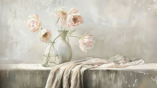 Japandi stilleven in pastelkleuren