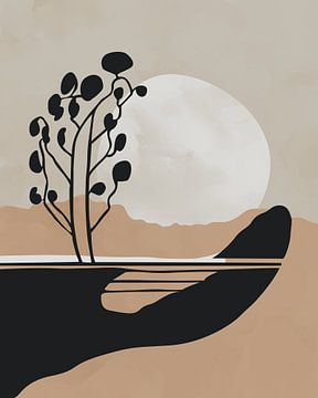 Baum bei Vollmond minimalistische Landschaft von Tanja Udelhofen