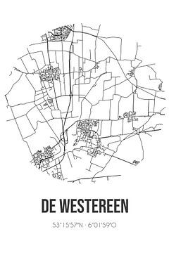 De Westereen (Fryslan) | Karte | Schwarz und Weiß von Rezona
