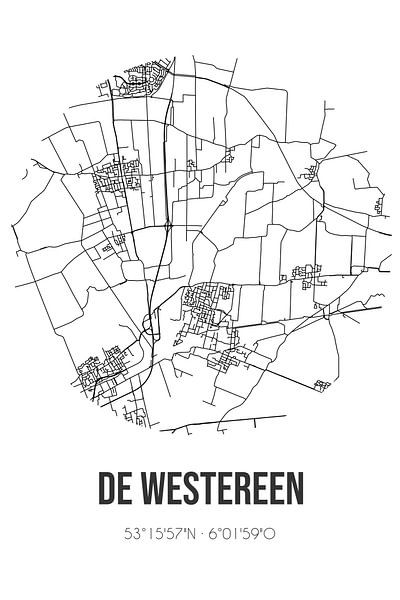 De Westereen (Fryslan) | Map | Black and white by Prints of Place