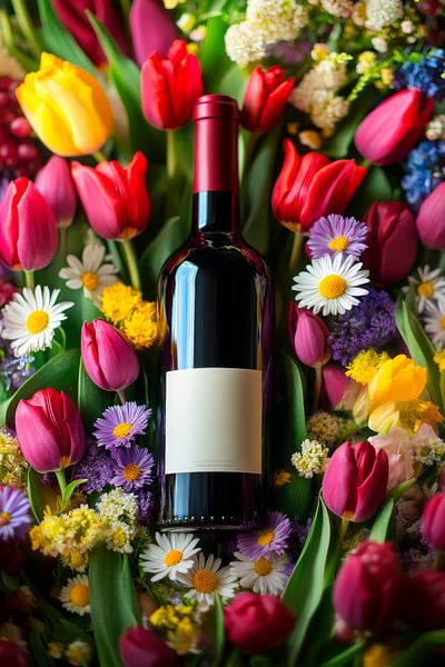 Wine and flowers by Poster Art Shop