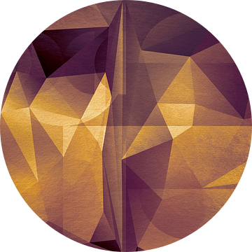 Abstracte geometrie. Driehoeken en cirkels in goud, koper en paars. van Dina Dankers