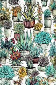 Succulenten patroon 38 #natuur van JBJart Justyna Jaszke