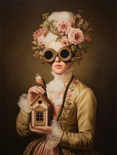 Dromerig portret met bloemen en vogel van But First Framing