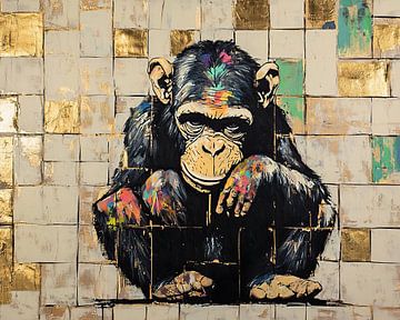 Chimpansee Reflectie van Blikvanger Schilderijen