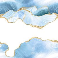 Blauw & Goud Glitter Agaat Textuur 06