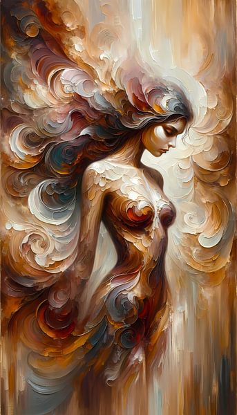 Caucasian woman in an abstract impressionist style by Sanne den Engelsman