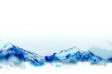 Blauwe Japanse Bergen van FRESH Fine Art