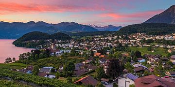 Zonsopkomst in Spiez in het Berner Oberland van Henk Meijer Photography