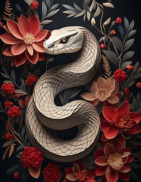 Portret van een slang - artistiek van Reiner Borner