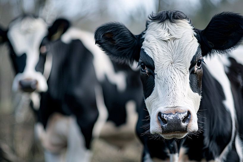 Close-up of curious black and white cows by Imperial Art House