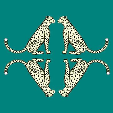 Vier Art Deco Cheetahs van Karolina Grenczyk