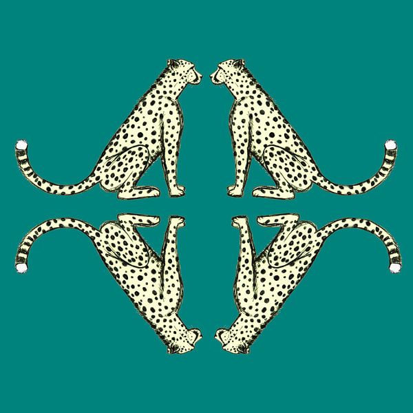 Vier Art Deco Cheetahs van Karolina Grenczyk
