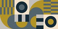 Retro geometrie in olijfgroen, grijs, wit en zwart van Dina Dankers thumbnail