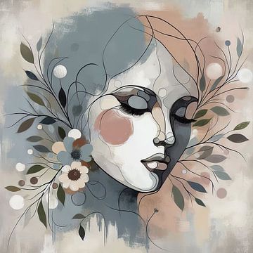 Vrouw met bloemen van Kay Weber