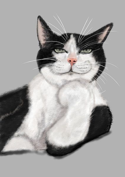 chill cat digitale tekening van Jos Laarhuis