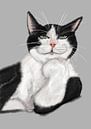 chill cat digitale tekening van Jos Laarhuis thumbnail