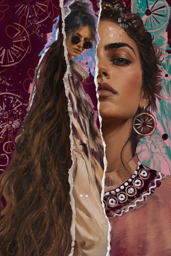 Burgundy Goddess - Not your Muse - Collage by MadameRuiz