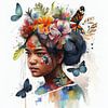 Tropische indonesische Frau mit Schmetterlingen von Chromatic Fusion Studio