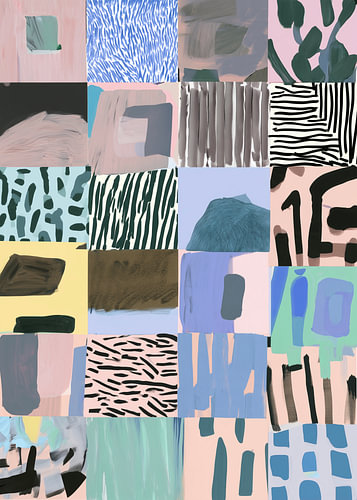 Pastel Patchwork - Abstracte collage in zachte pasteltinten