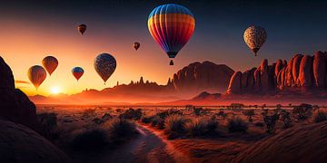 Luftballons über der Wüste von Arizona von Vlindertuin Art