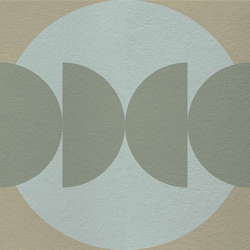 Abstracte geometrische moderne kunst in groen en beige.