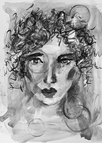 Porträt Frau "Frutsely" unter dem Bann des Rings schwarz und weiß