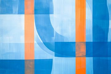 Aquarellspiel – Blau und Orange von Poster Art Shop