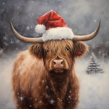 Schots Hooglandertje met een Kerstmuts op van Whale & Sons