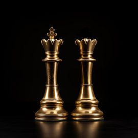 Pièce d'échecs roi et reine or