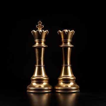 Koning en koningin schaakstuk goud van TheXclusive Art