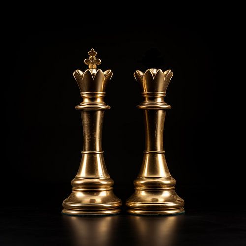Koning en koningin schaakstuk goud