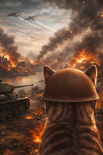 Die Katze mit dem „Thousand-Yard-Blick“ – lustiges Meme