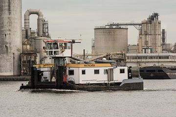 Pusher en cours dans le port d'Amsterdam sur scheepskijkerhavenfotografie