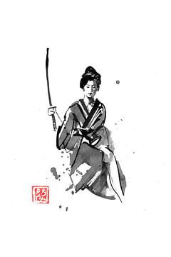 geisha en katana van Péchane Sumie
