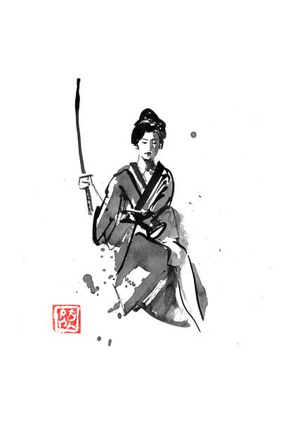geisha and katana by Péchane Sumie