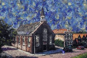 Reformed church in Bruinisse (painting, Van Gogh style) by Art by Jeronimo