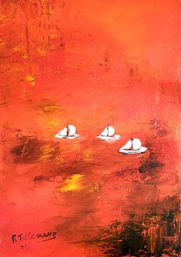 White Sails in the Sunset van Rita Tielemans Kunst