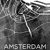 Amsterdam | Stadskaart op zwarte aquarel van WereldkaartenShop