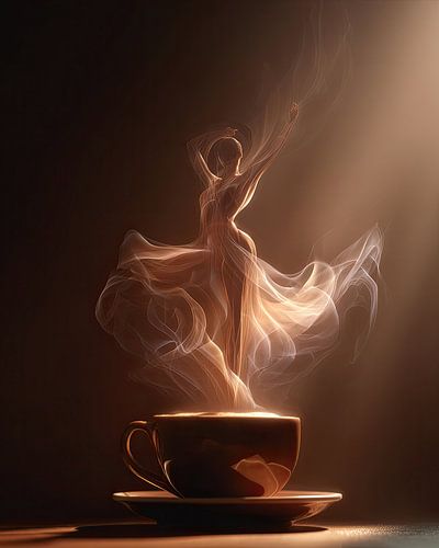 Koffie of cappuccino abstract met ballerina
