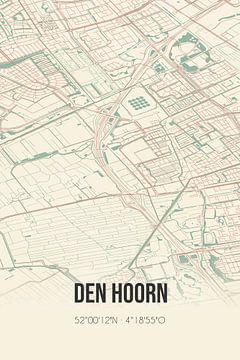 Vintage map of Den Hoorn (South Holland) by Rezona