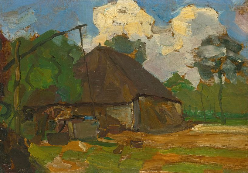 Boerderijgebouw met waterput in het daglicht, Piet Mondriaan van Meesterlijcke Meesters