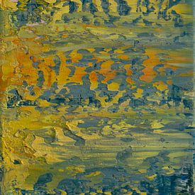 Abstract oil painting, nature, minimalism, yellow, green, blue and orange by BowiScapes abstract and digital art