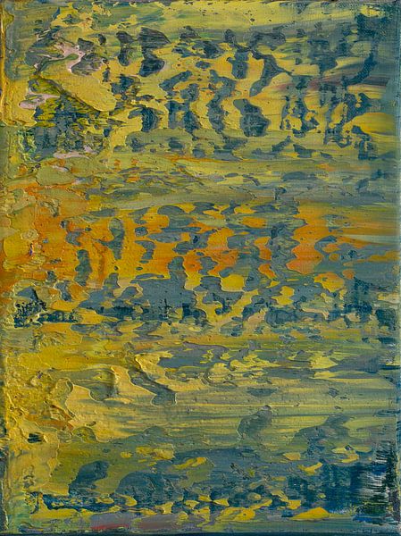 Abstract oil painting, nature, minimalism, yellow, green, blue and orange by BowiScapes abstract and digital art